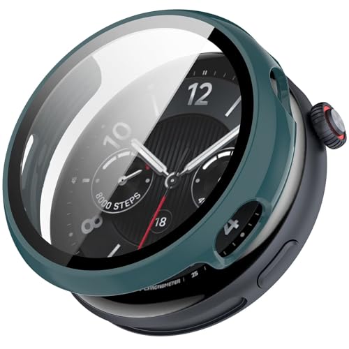 FTRONGRT Hülle Kompatibel mit vivo Watch 5, PC + Bildschirmfilm, Kratzfest, All-Inclusive-Schutzhülle Kompatibel mit vivo Watch 5.Kiefernnadel Grün von FTRONGRT