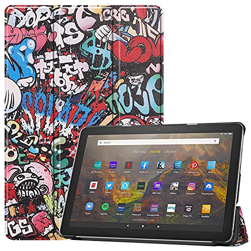 FTRONGRT Hülle für Amazon Fire HD 10 (2021) Tablette,Ultradünne, Exquisite Erscheinung,mit Standfunction,für Amazon Fire HD 10 (2021) Tablette -Graffiti von FTRONGRT