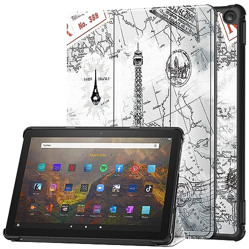 FTRONGRT Hülle für Amazon Fire HD 10 2023 Tablette,Ultradünne, Exquisite Erscheinung,mit Standfunction,für Amazon Fire HD 10 2023 Tablette -Retro Eisenturm von FTRONGRT