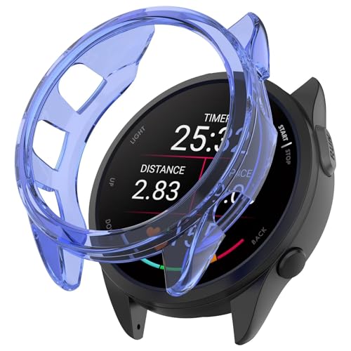 FTRONGRT Hülle für Garmin Forerunner 165, Weiches TPU, Stoßfest, Hülle für Garmin Forerunner 165 Smartwatch.Transparentes Blau von FTRONGRT