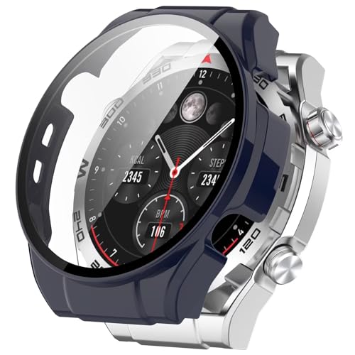 FTRONGRT Hülle für Haylou Watch R8, Kombination aus PC + Gehärteter Bildschirmfolie, All-Inclusive-Uhrengehäuse, Stoßfest, Hülle für Haylou Watch R8 Smartwatch.Tinte Blau von FTRONGRT
