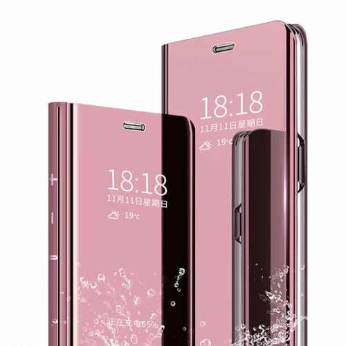 FTRONGRT Hülle für Honor 200 Pro - Roségold: Smartphone Case, Flip Cover, Metall, Spiegel, Magnesium, Rutschfest, Stoßdämpfend, Kratzfest, Faltbar, Ständer von FTRONGRT