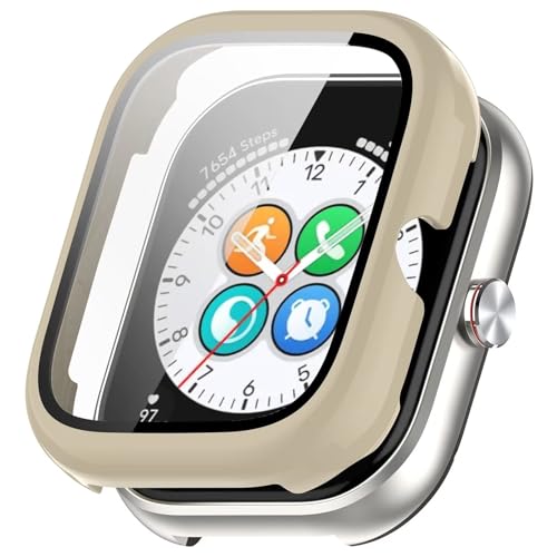 FTRONGRT Hülle für Honor Choice Watch, Kombination aus PC + Gehärteter Bildschirmfolie, All-Inclusive-Uhrengehäuse, Stoßfest, Hülle für Honor Choice Watch Smartwatch.Elfenbein von FTRONGRT