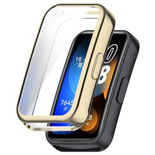 FTRONGRT Hülle für Huawei Band 8 NFC, All-Inclusive-Schutz mit Weicher TPU-Beschichtung, Uhrengehäuse, Stoßfest, Hülle für Huawei Band 8 NFC Smartwatch.Gold von FTRONGRT