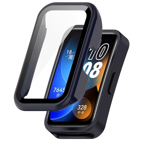 FTRONGRT Hülle für Huawei Band 9 NFC, Kombination aus PC + Gehärteter Bildschirmfolie, All-Inclusive-Uhrengehäuse, Stoßfest, Hülle für Huawei Band 9 NFC Smartwatch.Tinte Blau von FTRONGRT