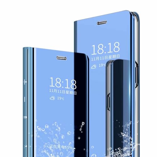 FTRONGRT Hülle für Samsung Galaxy S24 Ultra 5G, Halbtransparenter Spiegel Smart Cover, Hüllen für Samsung Galaxy S24 Ultra 5G -Blau von FTRONGRT