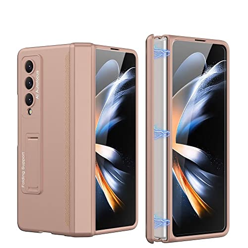 FTRONGRT Hülle für Samsung Galaxy Z Fold 4, Ultra Dünn, Anti-Kratzer, Mit Magnethalterung, Klapp-All-Inclusive mit Scharnieren, PC-Hartschale, Handyhülle für Samsung Galaxy Z Fold 4.Roségold von FTRONGRT