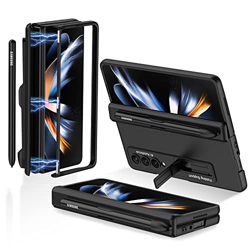 FTRONGRT Hülle für Samsung Galaxy Z Fold 4, Ultra Dünn, Mit Magnetständer, Stiftschlitz, Zusammenklappbar mit Scharnieren, PC-Hartschalenkoffer, Handyhülle für Samsung Galaxy Z Fold 4.Schwarz von FTRONGRT