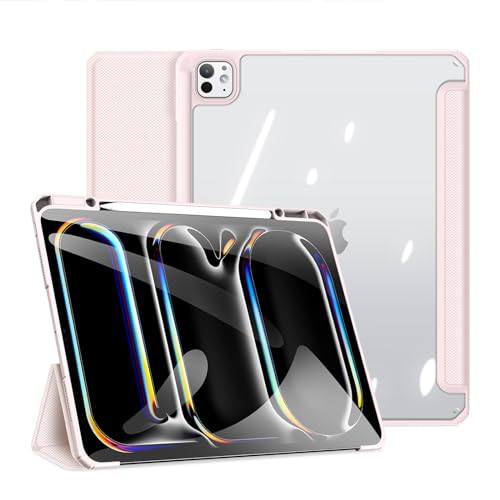 FTRONGRT Hülle für iPad Pro 13 2024 Tablette, PU-Leder, PC-Rückseite + Weicher TPU-Rahmen, Anti-Verschleiß, Anti-Fall, mit Standfunction Schutzhülle für iPad Pro 13 2024 Tablette. Rosa von FTRONGRT