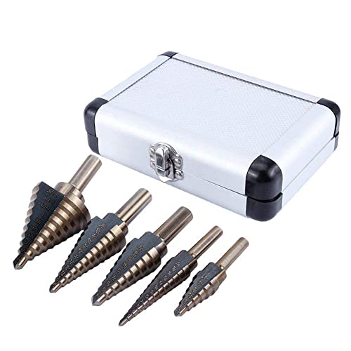 FTVOGUE 5 Stücke Stufenbohrer Set, HSS Step Bits Titan Cone Drill Bits Hole Cutter Set von FTVOGUE