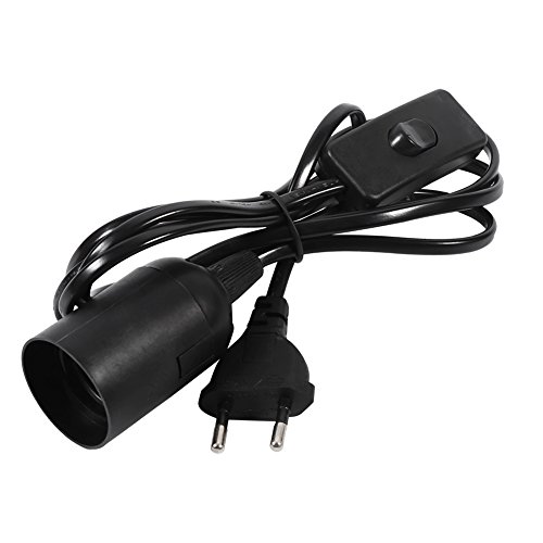 FTVOGUE Hängendes Pendelleuchtenkabel mit Schalter, E27-Glühbirnenfassung, Kordel, Pendelleuchte, Deckenleuchte (Schwarzer EU-Stecker) von FTVOGUE