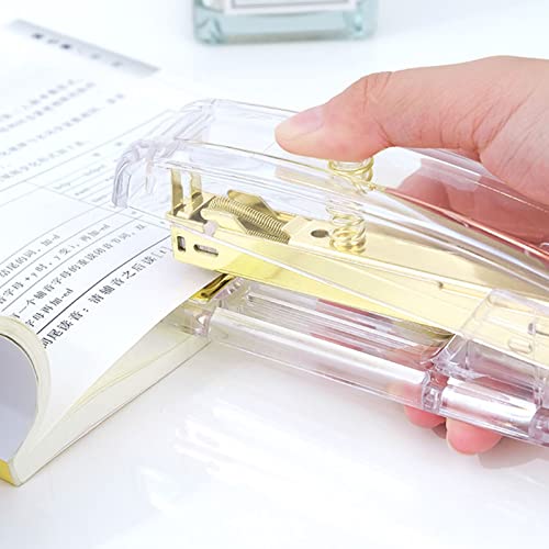 Kleiner Hefter mit Einem Einfachen Fußabdruck für die Schulklasse, der Desktop -Hefter für Flexible Nähte, Tragbares Acrylmetall (GOLD) von FTVOGUE