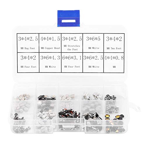 250 Stück Tactile Push Button Mikroschalter Sortiment für Autoschlüssel mit transparenter Box 250 Stück Tactile Push Button Mikroschalter Sortiment für Autoschlüssel mit transparenter Box von FTVOGUE