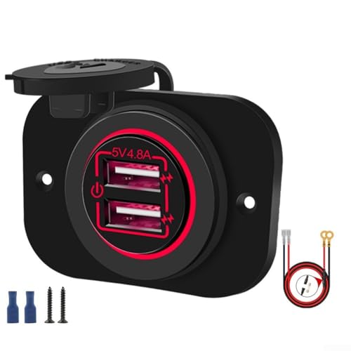 12 V 10 A USB-Autoladegerät mit wasserdichtem Gehäuse und OnOff-Schalter für Geräteeffizienz (rot) von FUANA