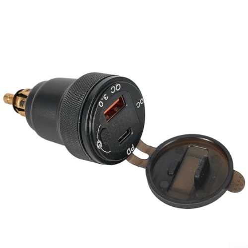 Dual Ladegerät mit Schnellladefunktion und Voltmeter für Motorräder (Rot) von FUANA