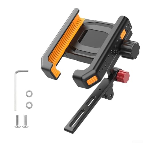 FUANA Einfach zu bedienende Motorrad-Handyhalterung mit starkem Silikon-Pad zum Schutz (Orange) von FUANA