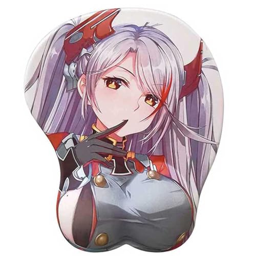 Anime Azur Lane Prinz Eugen 3D Mauspad mit Handgelenkauflage Gaming Mauspads Rutschfestes Mauspad 3D Mauspads 3D Ergonomisches Mauspad（Prinz Eugen-B）(Size:1) von FUBUKIOF