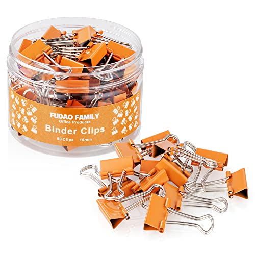 Kleine Binder-Clips, 19 mm Binder-Clips, 50 Stück Mini-Binder-Clips (orange) von FUDAO FAMILY