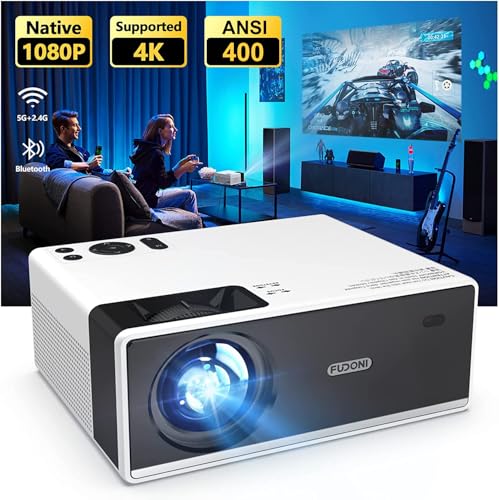FUDONI Projektor mit WiFi und Bluetooth, Outdoor Tragbarer 4K Support Projektor 15000L HD 1080P Max 300 Zoll Display Zoom, Movie Video Heimkino Projektor Kompatibel mit HDMI/USB/Telefon/Laptop/TV FUDONI Projektor mit WiFi und Bluetooth, Outdoor Tragbarer 4K Support Projektor 15000L HD 1080P Max 300 Zoll Display Zoom, Movie Video Heimkino Projektor Kompatibel mit HDMI/USB/Telefon/Laptop/TV von FUDONI