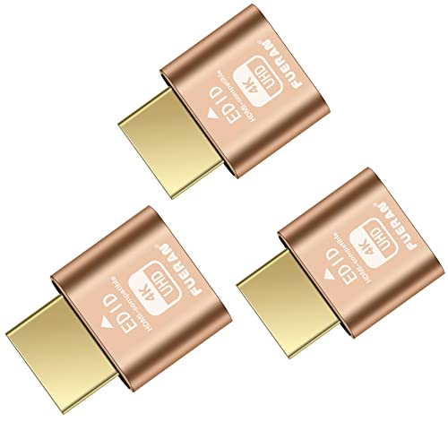 HDMI Dummy Plug Headless Ghost Display Emulator Premium Aluminum PC（Fit Headless-1920x1080 New 4RD@60Hz） (4K-3P) von FUERAN