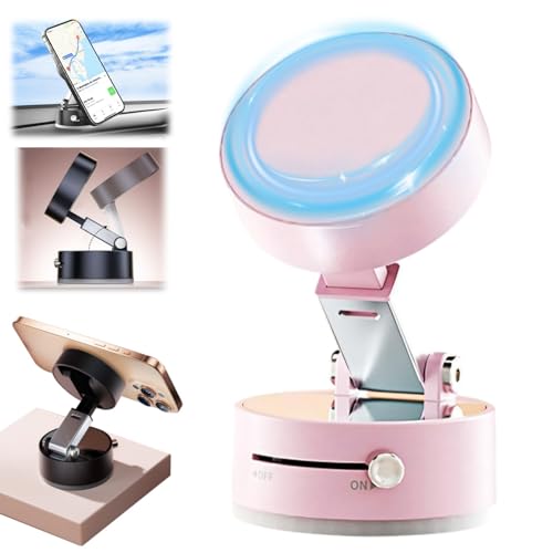 FUFRE Magnetic Phone Holder Faltbar, 360° verstellbar Handy Halterung Auto10 kg Belastbar, EIN-klick-Adsorp, 2025 Neu Universal Vakuum Handyhalterung tragbar, für Android/iOS12 oder niedriger (Rosa) von FUFRE