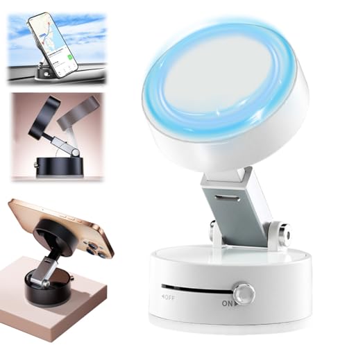FUFRE Magnetic Phone Holder Faltbar, 360° verstellbar Handy Halterung Auto10 kg Belastbar, EIN-klick-Adsorp, 2025 Neu Universal Vakuum Handyhalterung tragbar, für Android/iOS12 oder niedriger (Weiss) von FUFRE