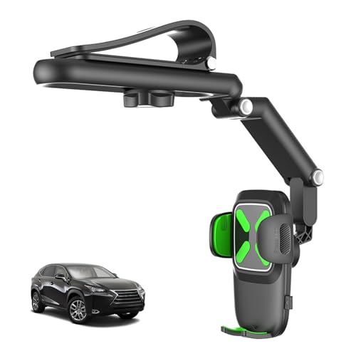 Handyhalterung Auto, Universal Auto Sonnenblenden Handyhalterung, 360° Drehung Smartphone Halterung Auto, Multifunktionaler Handy Halterung für iPhone, Huawei, Xiaomi und Samsung Galaxy Handys (Grün) von FUFRE