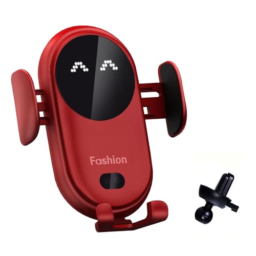 Handyhalterung Auto Mit Ladefunktion, 360° Drehbar Intelligenter Sensor Handyhalterung, Kabellose Schnell Aufladende Handyhalter Auto Lüftung, Autotelefonhalter Für Auto Lüftung (Rot) von FUFRE
