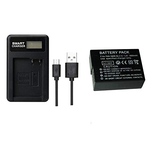 FUGASUN 1 Stück 1800 mAh PAN BLC12 DMW-BLC12 Akku mit LCD-Akku-Ladegerät für Panasonic Lumix FZ1000, FZ200, FZ300, G5, G6, G7, GH2, DMC-GX8 FUGASUN 1 Stück 1800 mAh PAN BLC12 DMW-BLC12 Akku mit LCD-Akku-Ladegerät für Panasonic Lumix FZ1000, FZ200, FZ300, G5, G6, G7, GH2, DMC-GX8 von FUGASUN