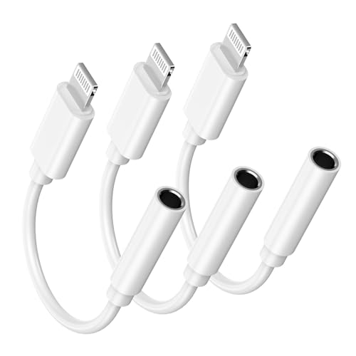 [Apple MFi zertifiziert] Apple Lightning auf 3,5 mm Kopfhörerbuchse Adapter für iPhone, 3 Stück 3,5 mm Kopfhörer Adapter Aux Audio Konverter Dongle Adapter für iPhone 14 13 12 11 XS XR X 8 von FUHAYA