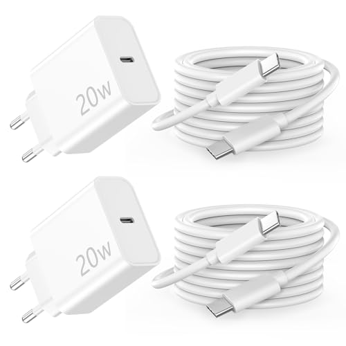USB C Ladegerät Ladekabel für iPhone 16/16 Plus/16 Pro/16 Pro Max/15/15 Plus/15 Pro/15 Pro Max, 2 Pack 20W USB C Adapter PD 3.0 Schnellladegerät Netzteil Stecker mit 2M USB C Kabel Schnellladekabel von FUHAYA