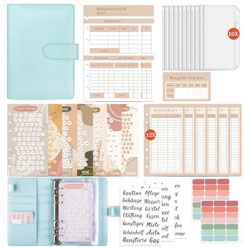 FUHOMI A6 Binder Budget Planner Deutsch - Sparchallenge Budgetplaner, Finanzplaner Haushaltsbuch, Geld Organizer, Sparbuch für Geld mit Umschlagmethode FUHOMI A6 Binder Budget Planner Deutsch - Sparchallenge Budgetplaner, Finanzplaner Haushaltsbuch, Geld Organizer, Sparbuch für Geld mit Umschlagmethode von FUHOMI