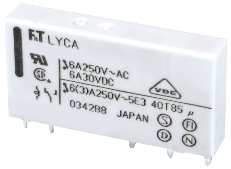 FTR LYCA 005V - Schmales Netzrelais FTR-LYCA, 5V, 1 We., 6A von FUJITSU-TAKAMISAWA