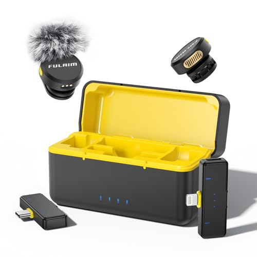 FULAIM Lavalier Mikrofon Wireless für iPhone/Android/PC, Mini Mikrofon mit Geräuschunterdrückung und 32 Stunden Akkulaufzeit, Mikrofon Handy für YouTube Vlog Streaming Twitch Facebook Live von FULAIM