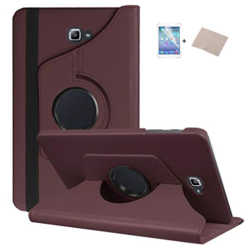FULOZO® Samsung Galaxy Tab A6 10.1" (2016) T580/T585 Hülle Case-360 Grad Rotations PU Ledertasche Smart Cover mit Standfunktion für Samsung Galaxy Tab A 10.1 Tablet+Display Schutzfolie(Bronze) von FULOZO