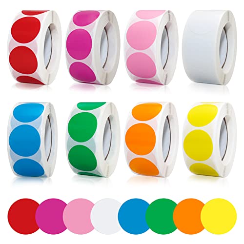 Klebepunkte Bunt Punkt Aufkleber Punkte - 4000 Stück Farbe Codierung Dot Etiketten Farbcodierung Farbiger Kreis Selbstklebend Rund für Büro (25mm, 8 Farben)… von FULUDM