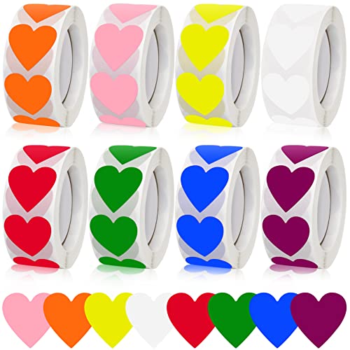 Klebepunkte Bunt Punkt Aufkleber Punkte - 4000 Stück Herz-form Farbe Codierung Dot Etiketten Farbcodierung Farbiger Kreis Selbstklebend für Büro (25mm, 8 Farben)… von FULUDM