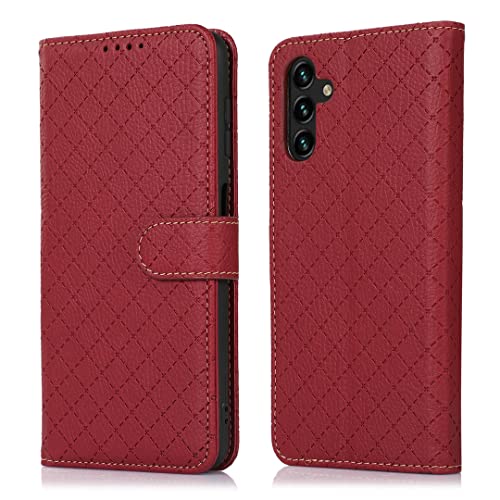 FUNHULLUN Hülle für Samsung Galaxy A04S / A13 5G Premium Leder Handyhülle Flip Tasche Schutzhülle mit Magnetverschluss Kartenfach und Standfunktion für Samsung Galaxy A04S -Rot von FUNHULLUN