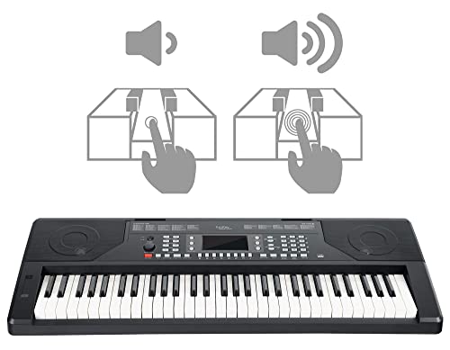 FunKey 61 Edition Touch Keyboard - 61 Tasten - Touch Response - 300 Sounds & 300 Rhythmen - Begleitautomatik und Lernfunktionen - USB-, Mikrofon- und Kopfhöreranschluss - Schwarz von FUNKEY