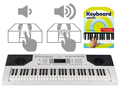 FunKey 61 Edition Touch Keyboard - 61 Tasten - Touch Response - 300 Sounds & 300 Rhythmen - Begleitautomatik und Lernfunktionen - USB-, Mikrofon- und Kopfhöreranschluss - inkl. Keyboardschule - weiß von FUNKEY