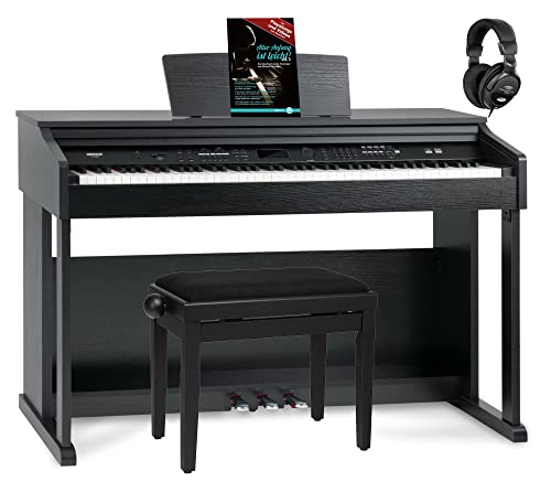 FunKey DP-2688A SM Digitalpiano Set - 88 anschlagsdynamische Tasten - Hammermechanik - 128-fach polyphon - 360 Sounds - 160 Styles - Spar-Set inkl. Klavierbank, Kopfhörer & Schule - schwarz matt von FUNKEY