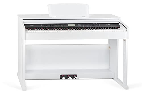 FunKey DP-2688A WH Digitalpiano - 88 anschlagsdynamische Tasten - Hammermechanik - 128-fach polyphon - 360 Sounds - 160 Styles - versenkbare Tastaturabdeckung - MP3-Player - 3 Pedale - weiß Hochglanz von FUNKEY