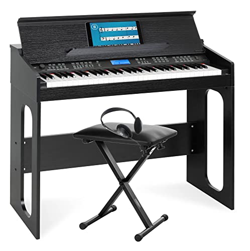 FunKey DP-61 III Keyboard im Digitalpiano-Design - 61 Keyboard Tasten - 300 verschiedene Sounds - 300 Rhythmen - 80 Demo Songs - Begleitautomatik - Set inkl. Keyboardbank und Kopfhörer - Schwarz von FUNKEY