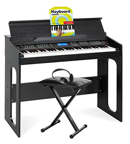 FunKey DP-61 III Keyboard im Digitalpiano-Design - 61 Keyboard Tasten - 300 verschiedene Sounds - 300 Rhythmen - Begleitautomatik - Set inkl. Keyboardbank, Kopfhörer und Schule - Schwarz von FUNKEY