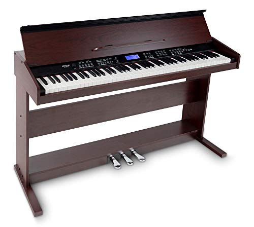 FunKey DP-88 II Digitalpiano (88 anschlagsdynamische Keyboard-Tasten, 128-fach polyphon, 360 Sounds, 160 Styles, MP3-Player, Lernfunktion, Record- & Playback-Funktion, 3 Pedale) braun von FUNKEY