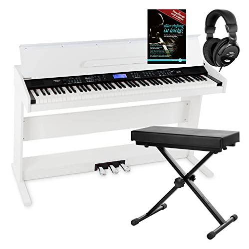 FunKey DP-88 II Digitalpiano Set (88 anschlagsdynamische Tasten, 360 Sounds, 160 Styles, MP3-Player, inkl. Keyboardbank, Kopfhörer und Klavierschule) weiß von FUNKEY