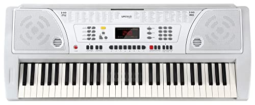 Funkey 61 WH Tasten Keyboard Weiß (100 Klangfarben, 100 Begleitrhythmen, Lernfunktion, Cinch-Ausgang, Netzteil, Notenständer) von FUNKEY