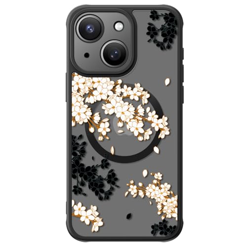 FUNMIKO Cute Phone Case für iPhone 13 Hülle [Kabelloses Laden] [Militärischer Schutz] Trendiges Wildblumen Design für Frauen Mädchen Matte Cover mit Stoßfesten Ecken - Elegantes Blütenmotiv von FUNMIKO