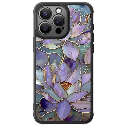 FUNMIKO Cute Phone Case für iPhone 13 Pro Max Hülle Wireless Charging Militär Grade Schutz Trendy Wildflower Design für Frauen Mädchen Anti-Rutsch Transluzent Matt Hard Cover - Dreamy Lotus von FUNMIKO