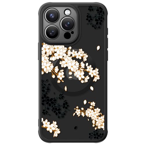 FUNMIKO Cute Phone Case für iPhone 14 Pro Hülle (Wireless Charging) Militär Grade Schutz Trendiges Wildblumen Design für Frauen Mädchen Matte Cover mit Stoßfesten Ecken Elegante Blüte von FUNMIKO